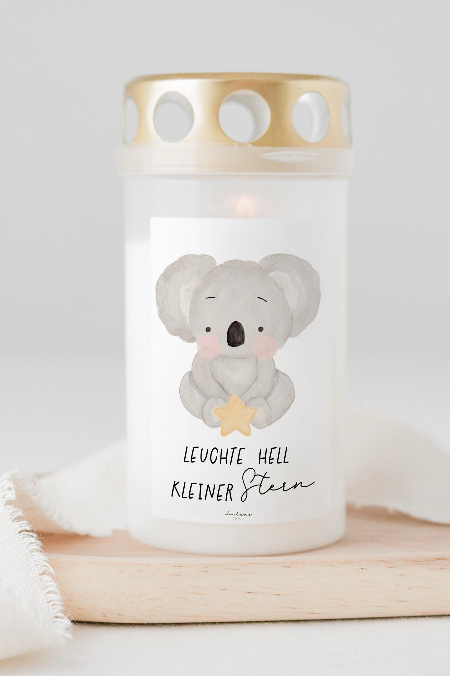 Grabkerze Sternenkind Koala Stern leuchte hell liebevoll Trauer Geschenk himmelsgeburtstag