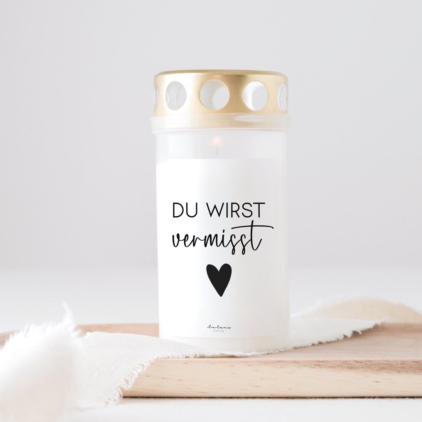 Grabkerze mit Spruch "Du wirst vermisst"