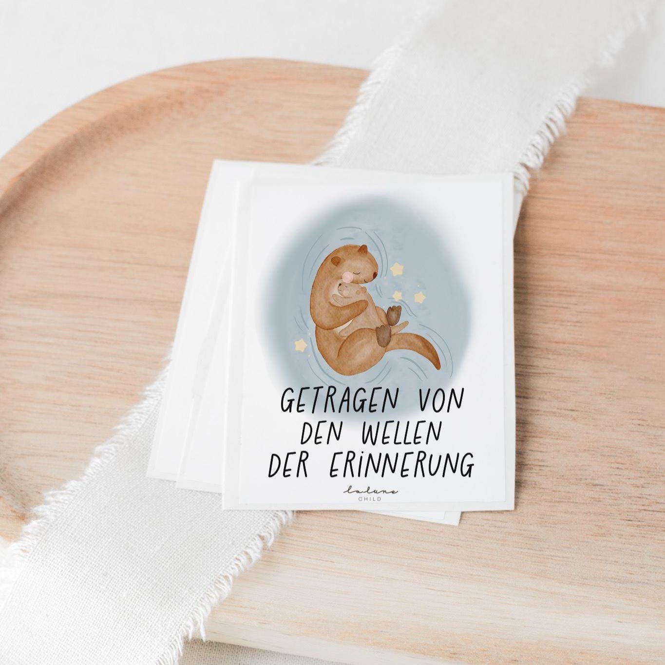 Aufkleber Grabkerze Otter Familie - lalunechild