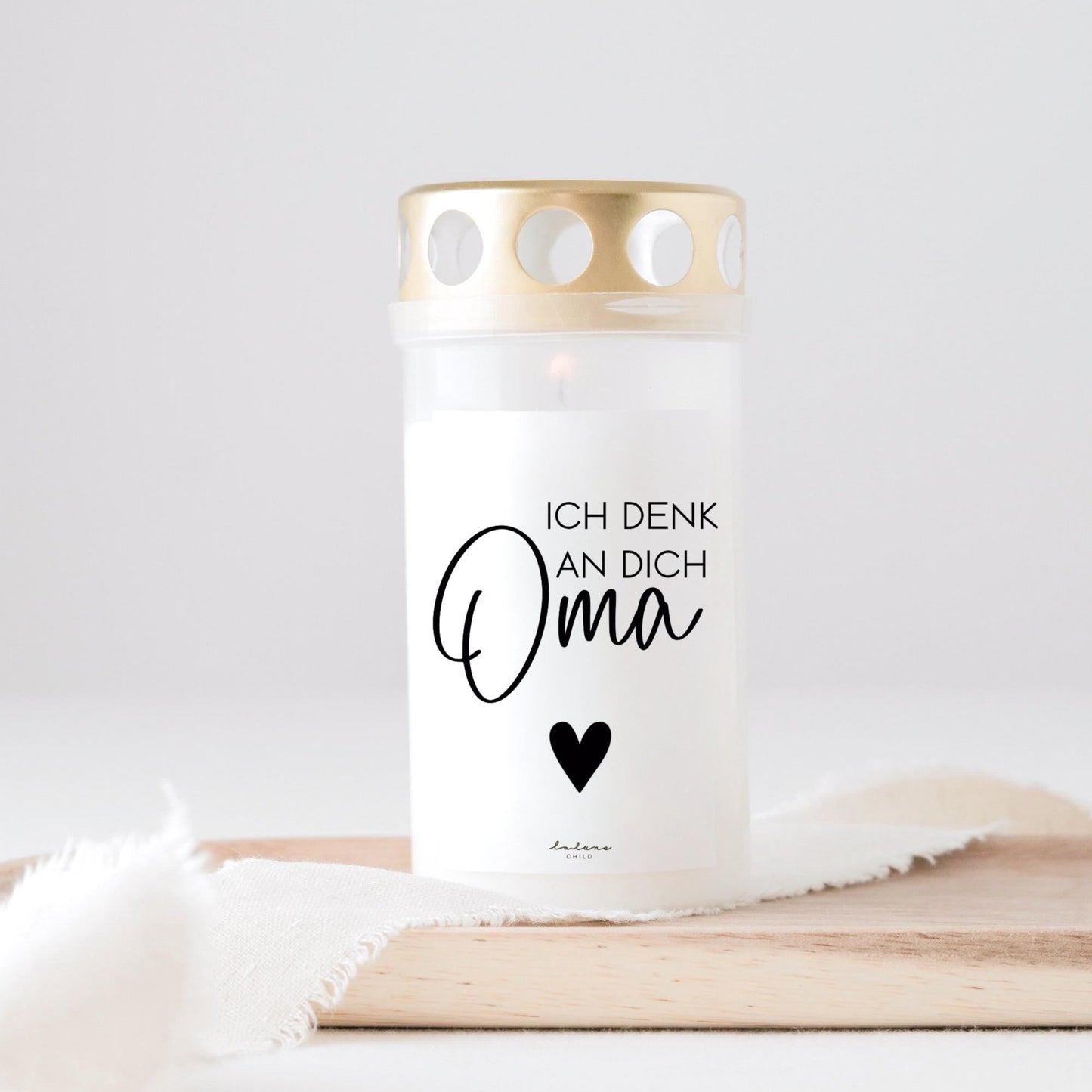 Grabkerze mit Spruch "Ich denk an dich Oma"
