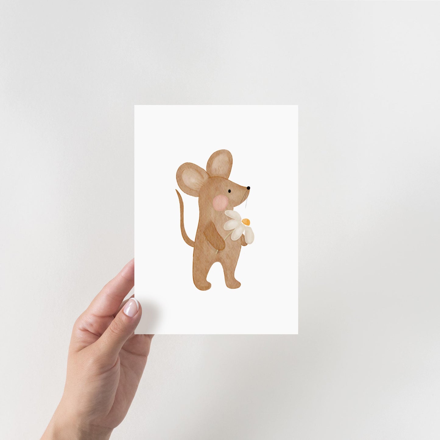 Postkarte Maus Blume