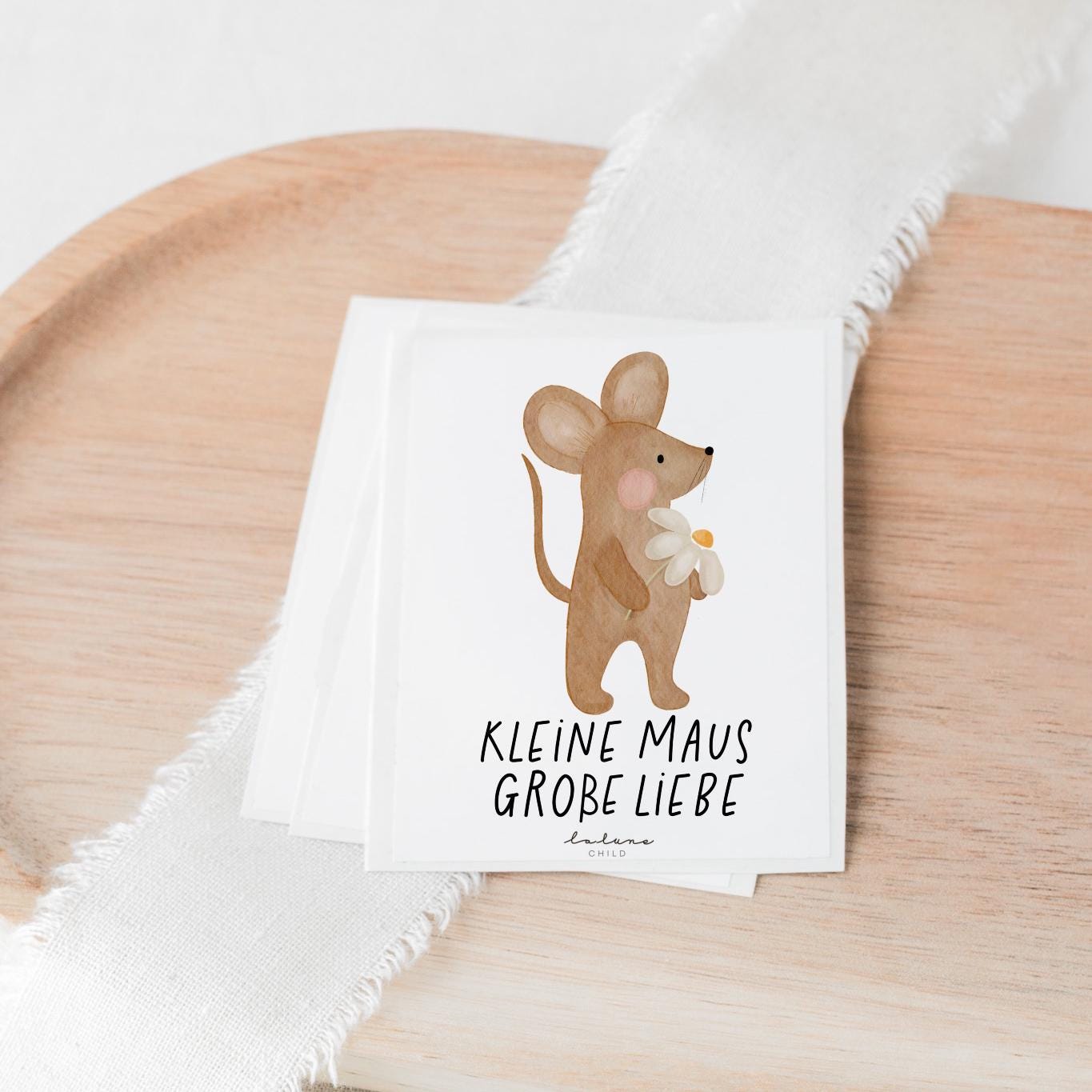 Aufkleber Grabkerze Maus mit Gänseblümchen – kleine Maus Große liebe - lalunechild