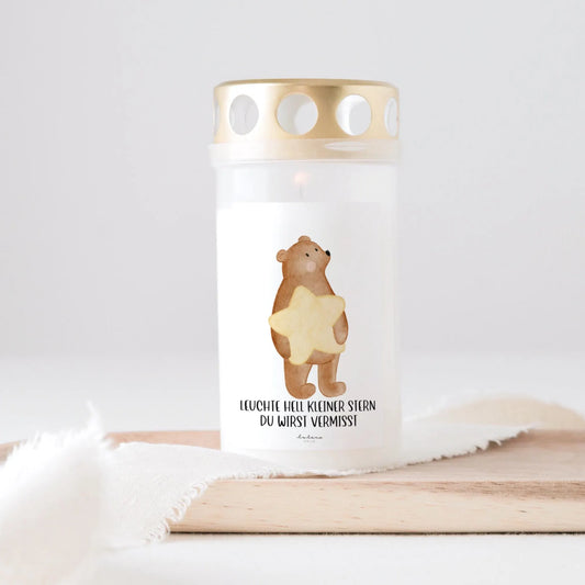 Grabkerze Bär Stern mit Spruch