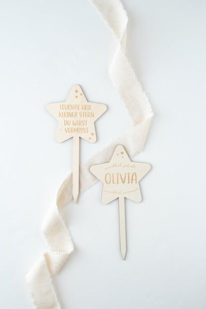 Personalisierter Grabstecker – Stern mit Wunschnamen