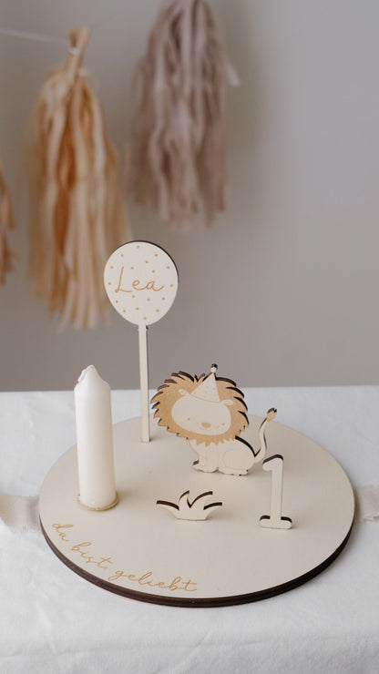 Kerzenteller Geburtstagsteller Löwe Personalisiert