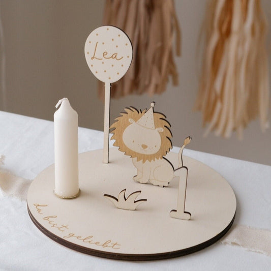 Kerzenteller Geburtstagsteller Löwe Personalisiert