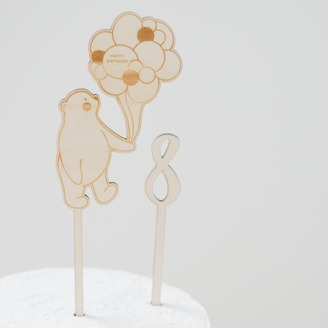 Caketopper Bär mit Luftballons
