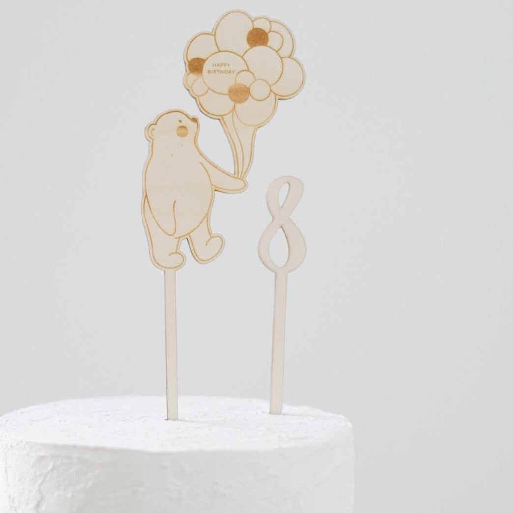 Caketopper Bär mit Luftballons