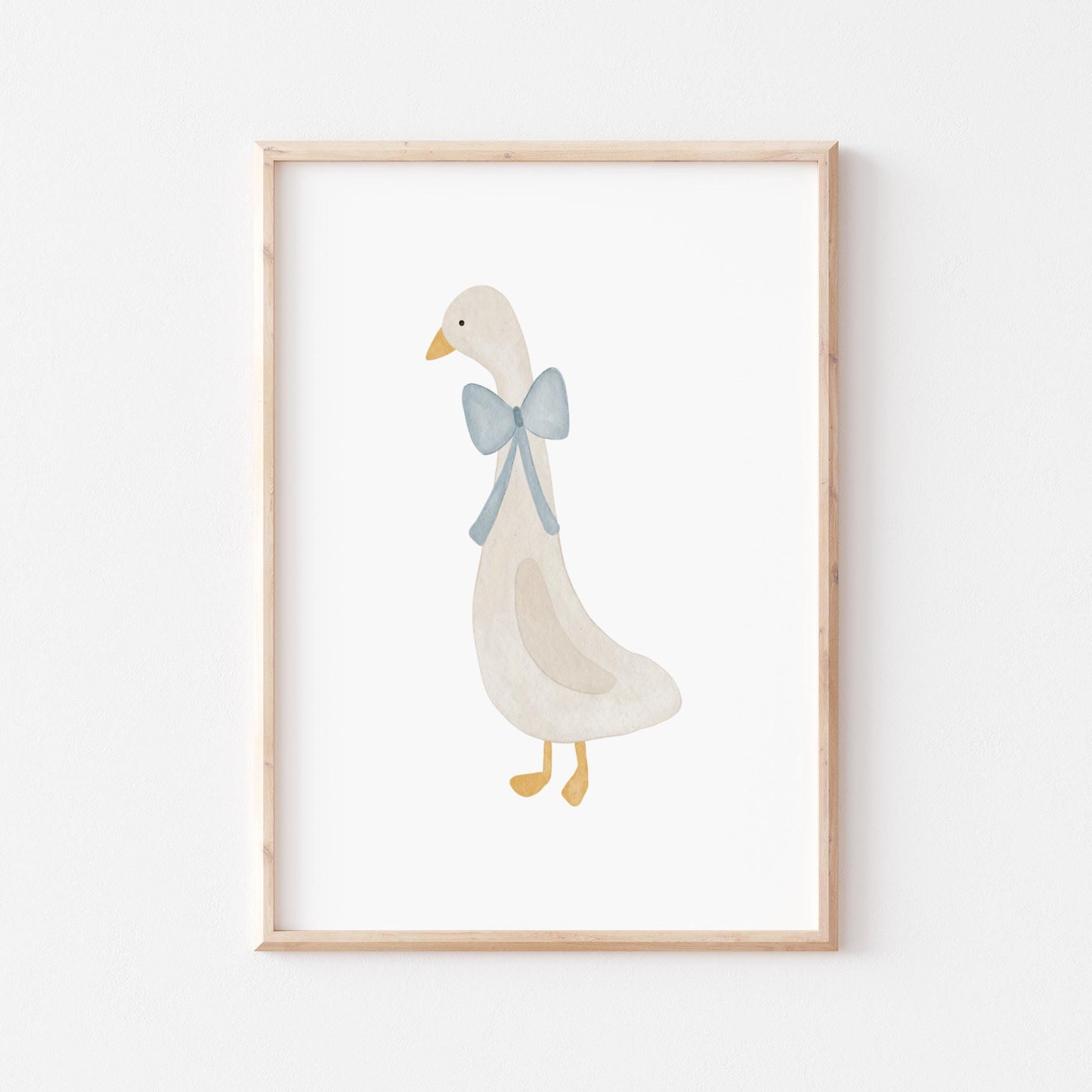 Kinderposter Gans mit blauer Schleife