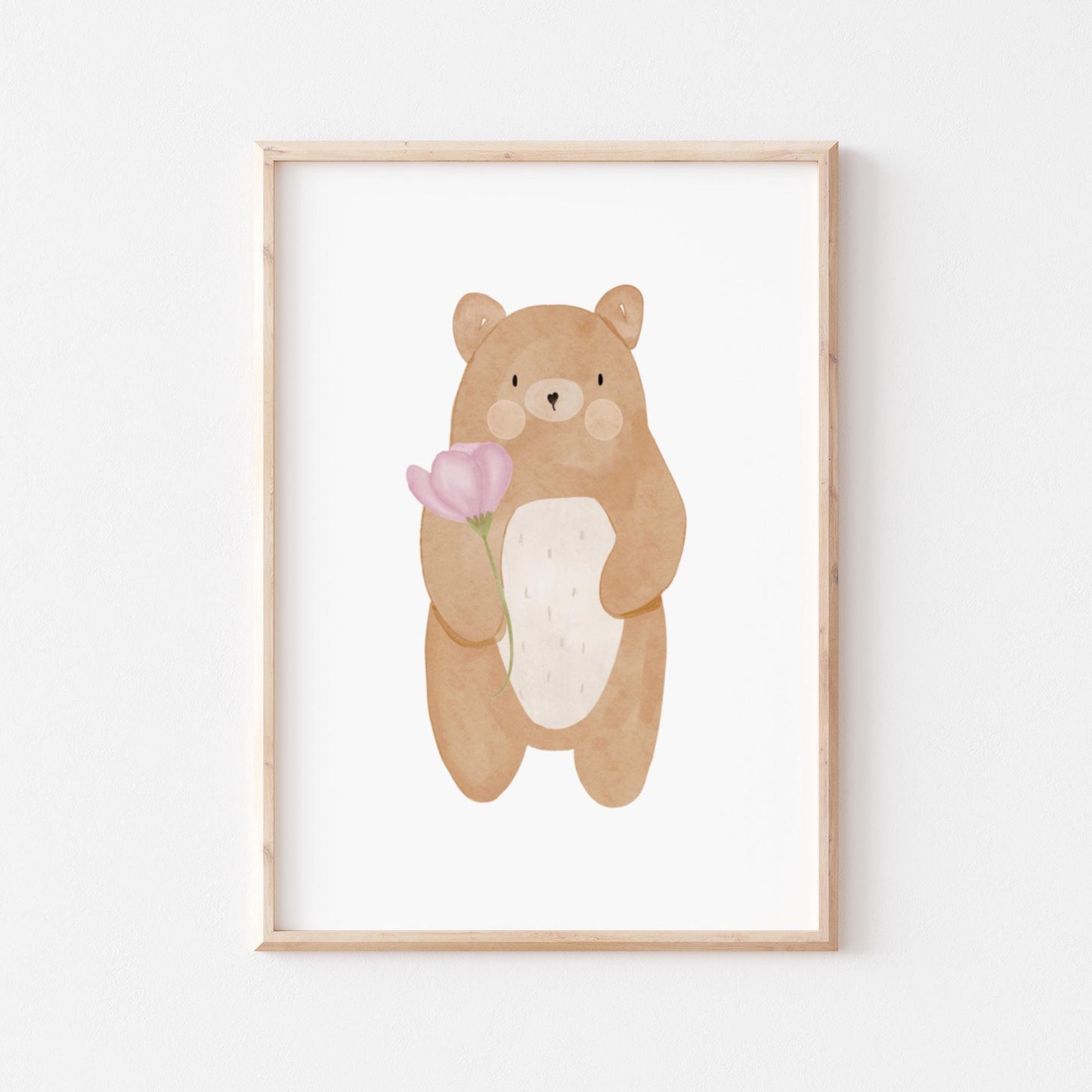 Kinderposter Bär mit Blume