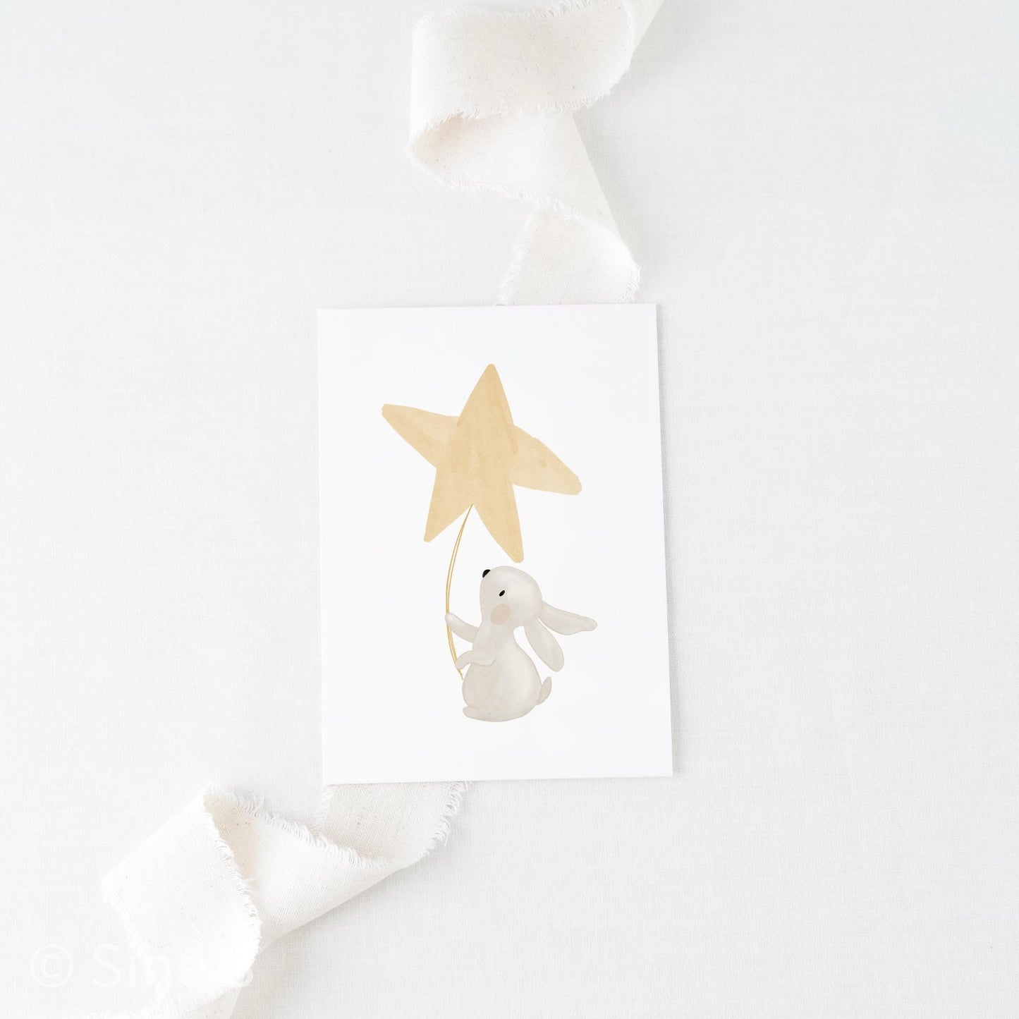 Postkarte Hase mit Stern