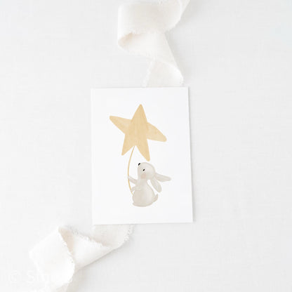 Postkarte Hase mit Stern