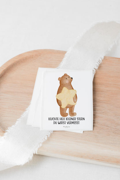 Grabkerzen Sticker Bär mit Stern – Leuchte hell kleiner Stern, du wirst vermisst | Erinnerung für Grabkerze Sternenkind