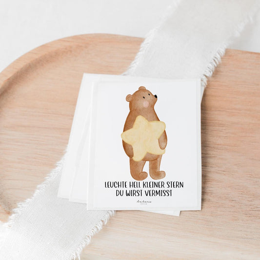 Grabkerzen Sticker Bär mit Stern – Leuchte hell kleiner Stern, du wirst vermisst | Erinnerung für Grabkerze Sternenkind