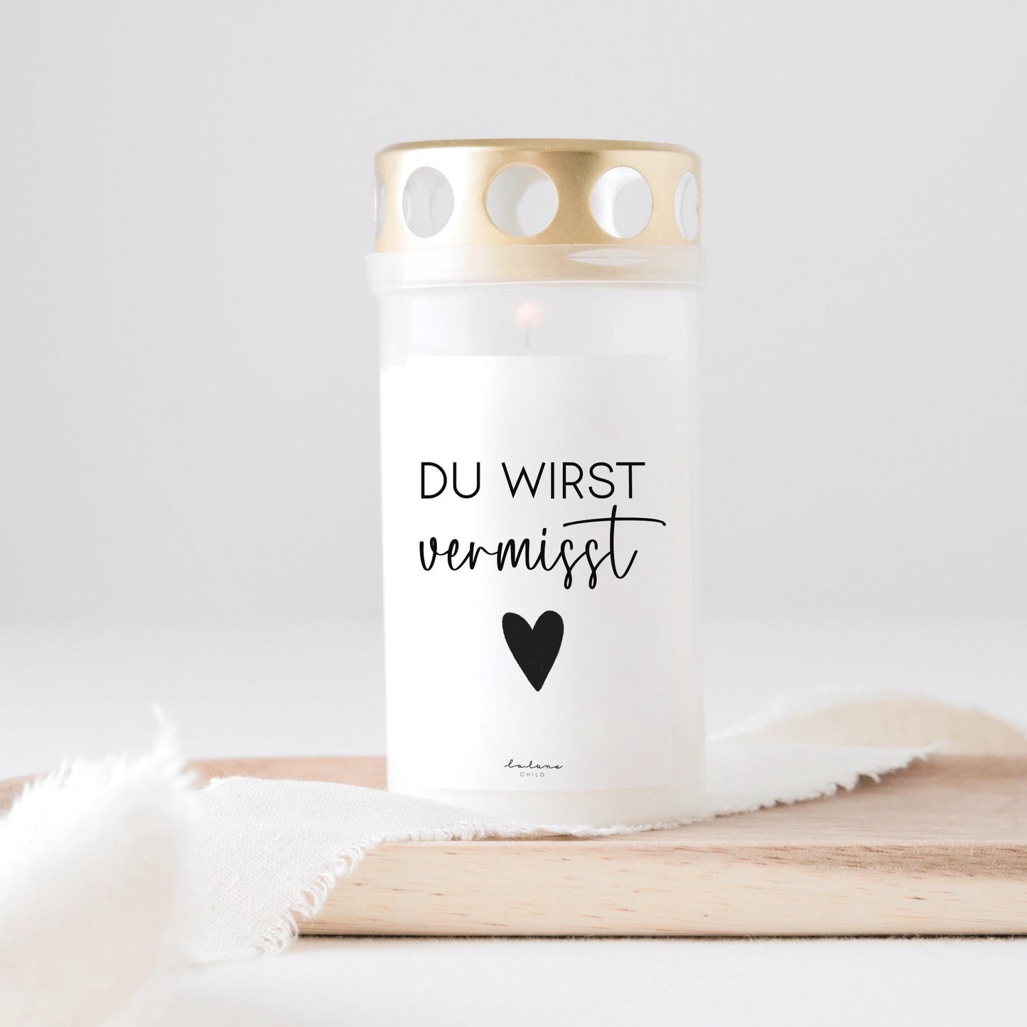 Grabkerze mit Spruch "Du wirst vermisst"
