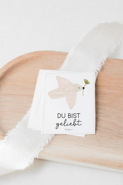 Sticker für Grabkerze Taube mit Spruch „Du bist geliebt“ Gedenkkerze Trauerkerze Sternenkind Grabkerzen Mama Papa Oma Opa