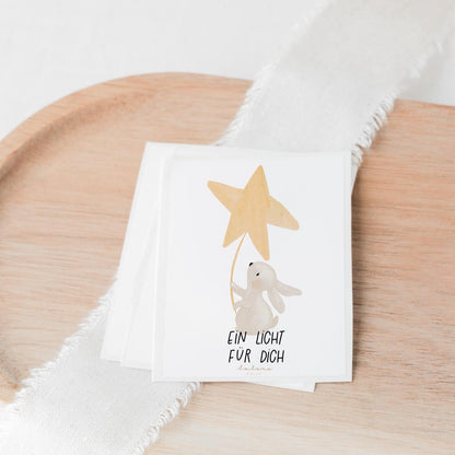 Gedenkaufkleber Sternenkind – Aufkleber für Grabkerze mit Hase & Stern, Trauerkerze Deko, Erinnerung für Baby, &#39;Ein Licht für dich&#39;, wetterfest