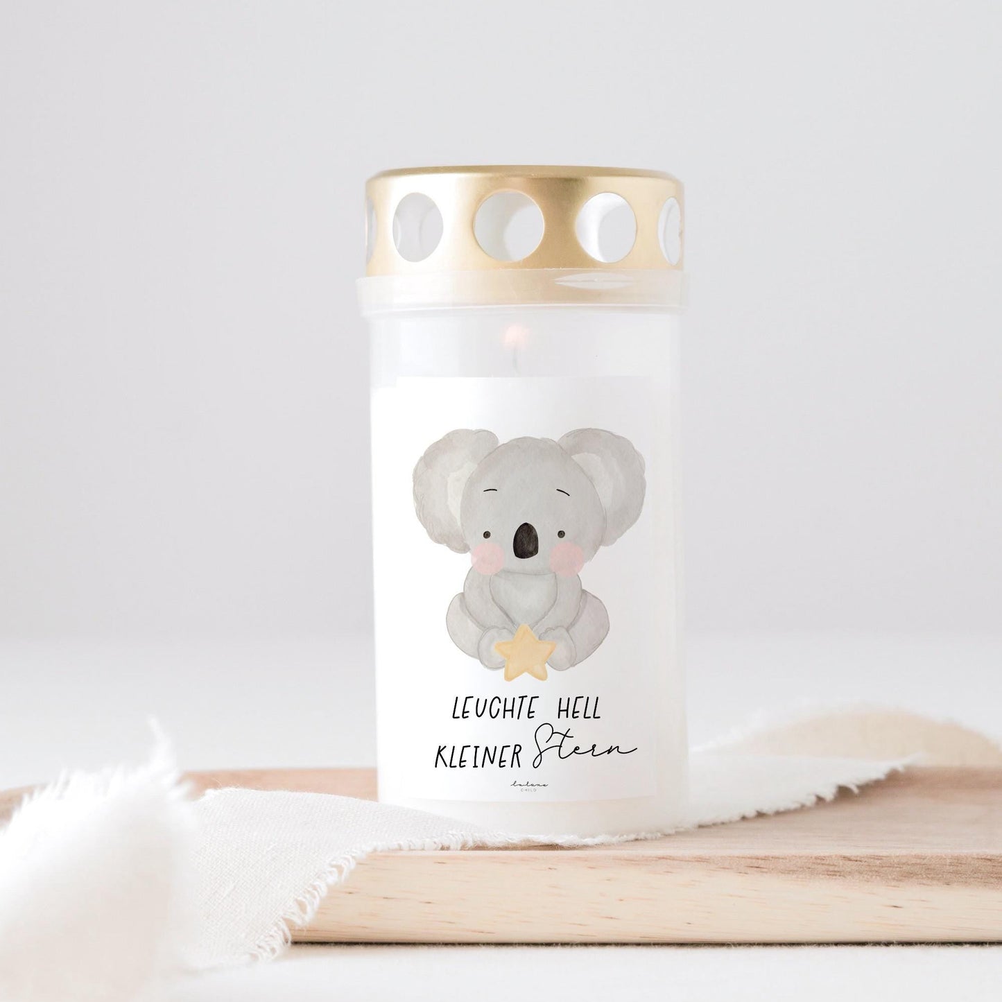 Grabkerze Sternenkind Koala Stern leuchte hell liebevoll Trauer Geschenk himmelsgeburtstag