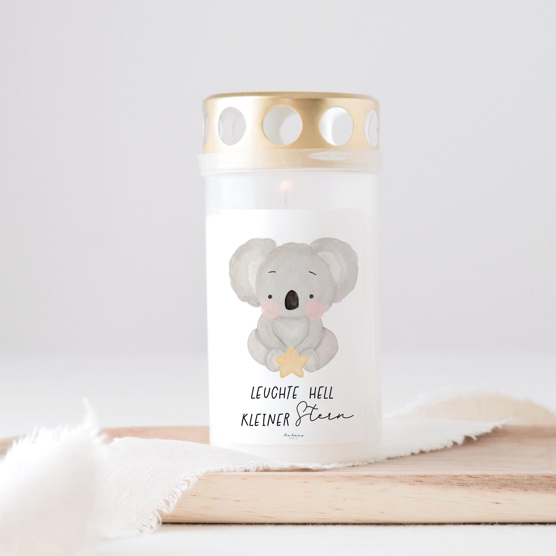 Grabkerze Sternenkind Koala Stern leuchte hell liebevoll Trauer Geschenk himmelsgeburtstag