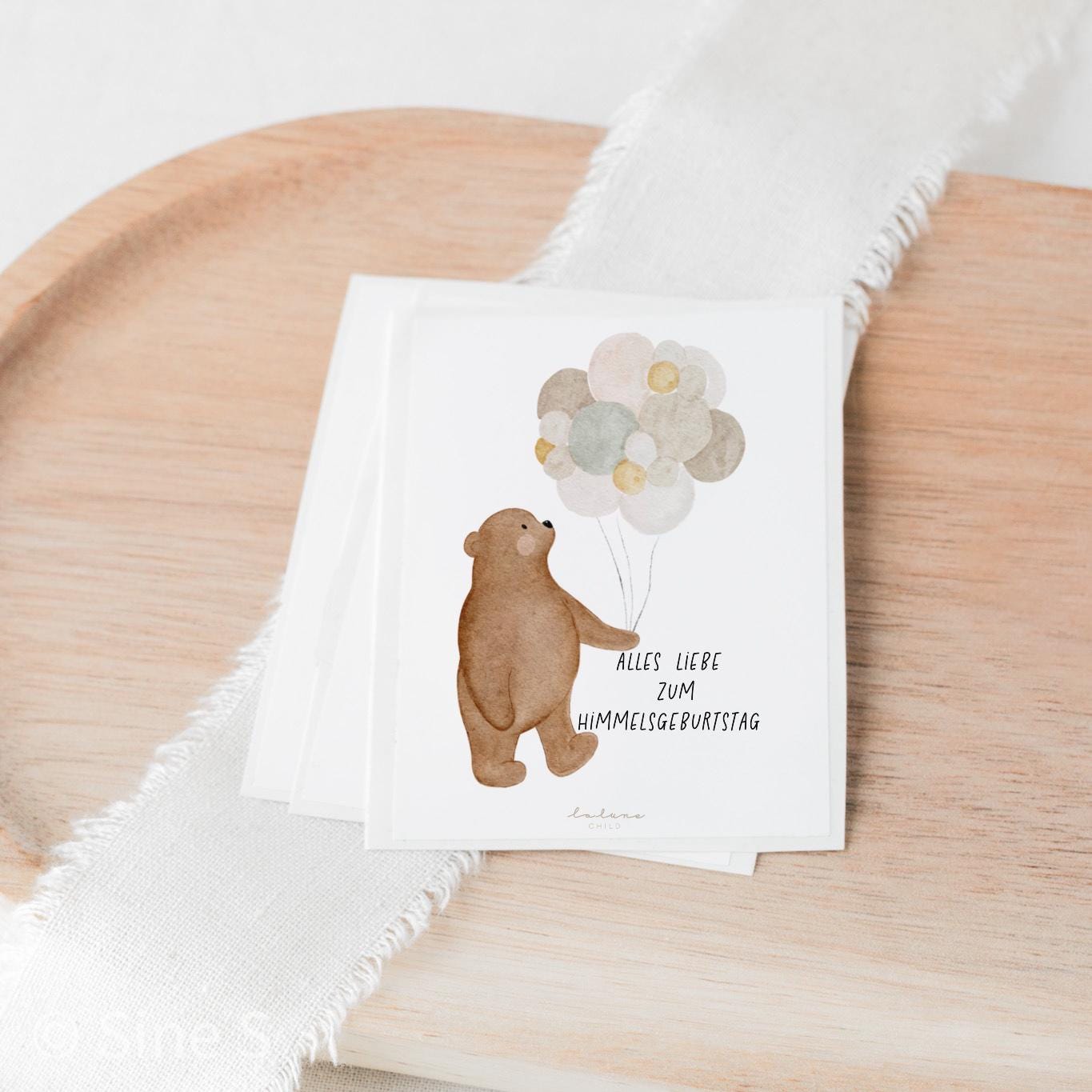 Aufkleber Grabkerze Bär mit Ballon – Himmelsgeburtstag