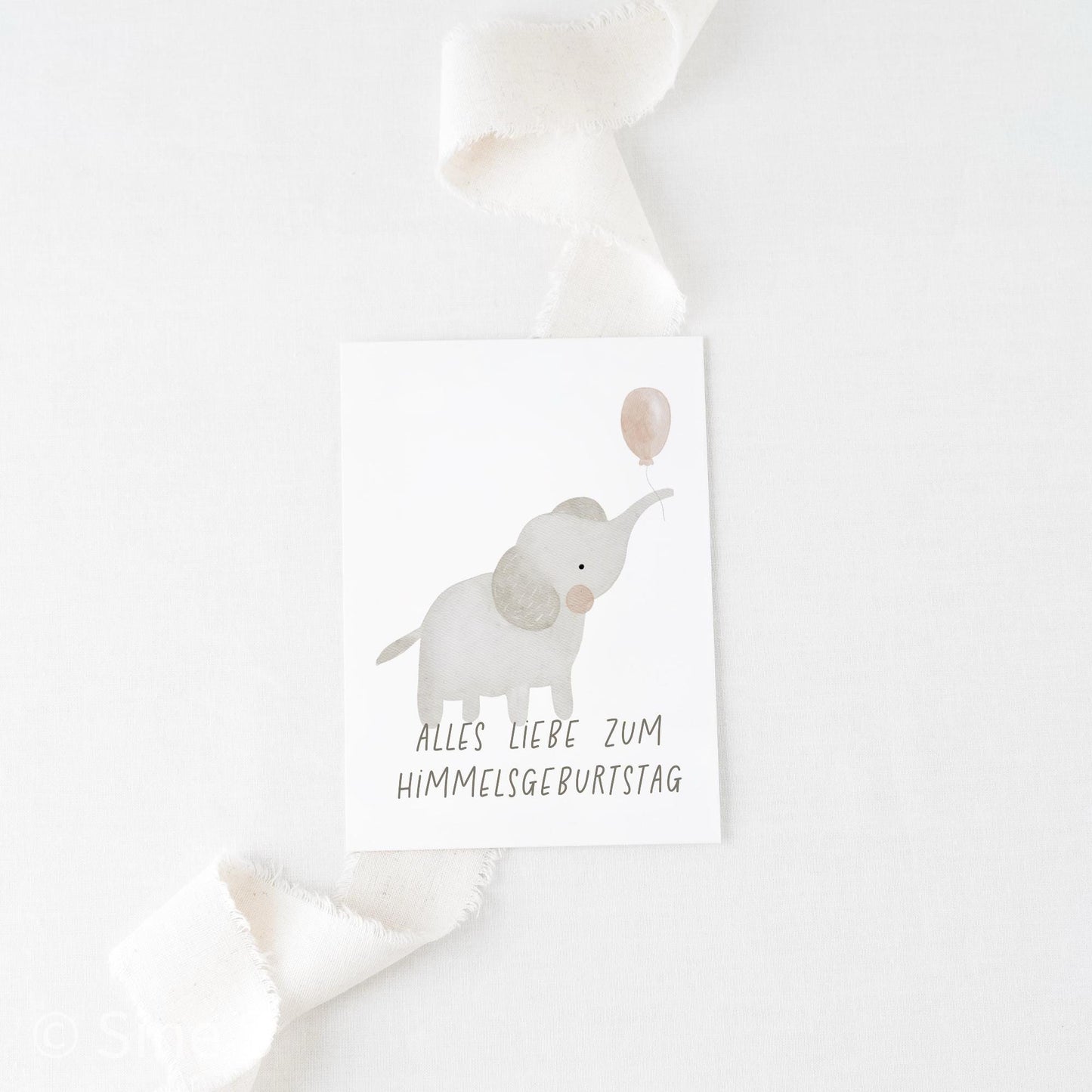 Postkarte Elefant mit Ballons Himmelsgeburtstag