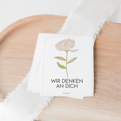 Aufkleber Grabkerze Pfingstrosen – Wir denken an dich