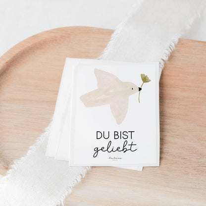 Sticker für Grabkerze Taube mit Spruch „Du bist geliebt“ Gedenkkerze Trauerkerze Sternenkind Grabkerzen Mama Papa Oma Opa