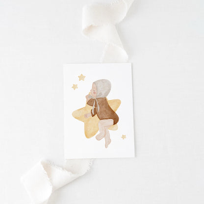 Trauerkarte Kind mit Stern A6 Postkarte ohne Spruch Trauerkarte Sternenkind  Aquarell Trauerkarten Set