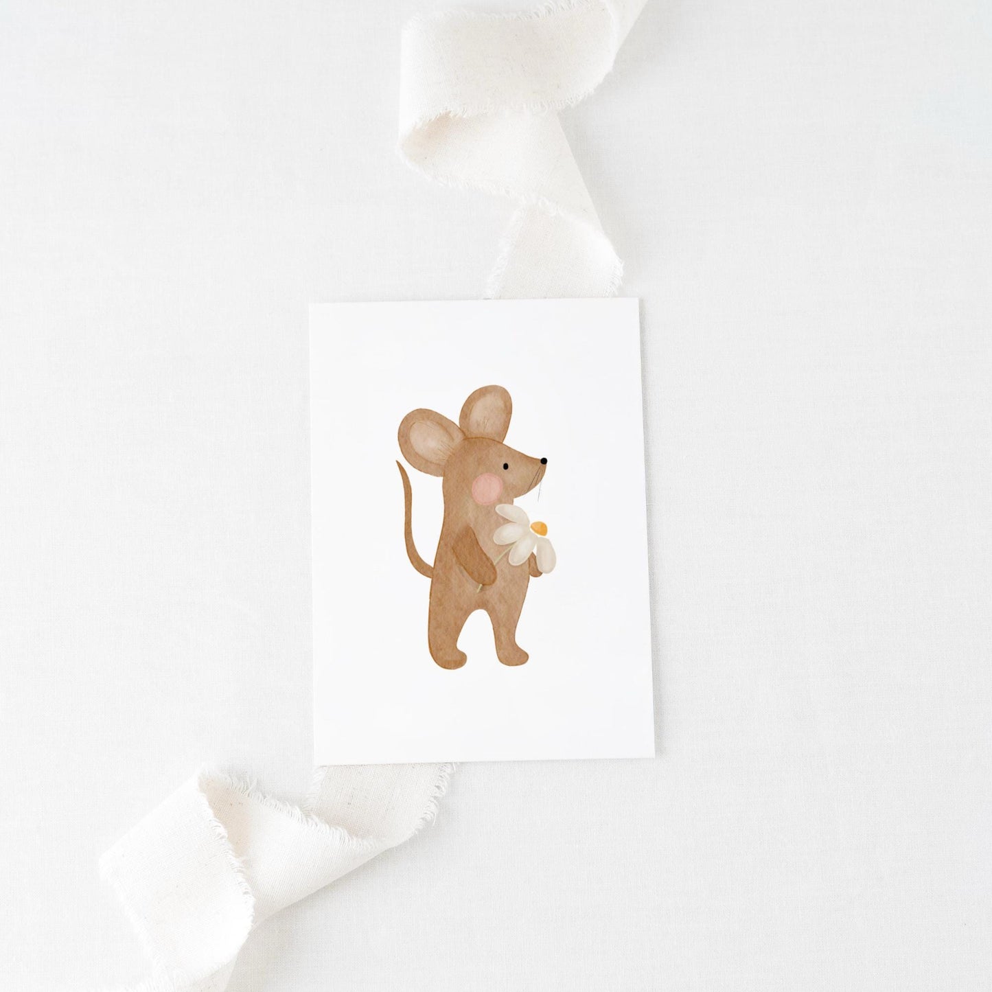 Postkarte Maus Blume