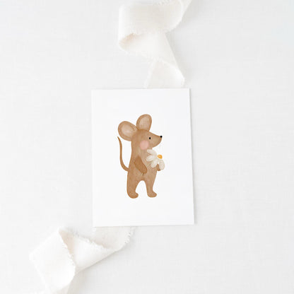 Postkarte Maus Blume