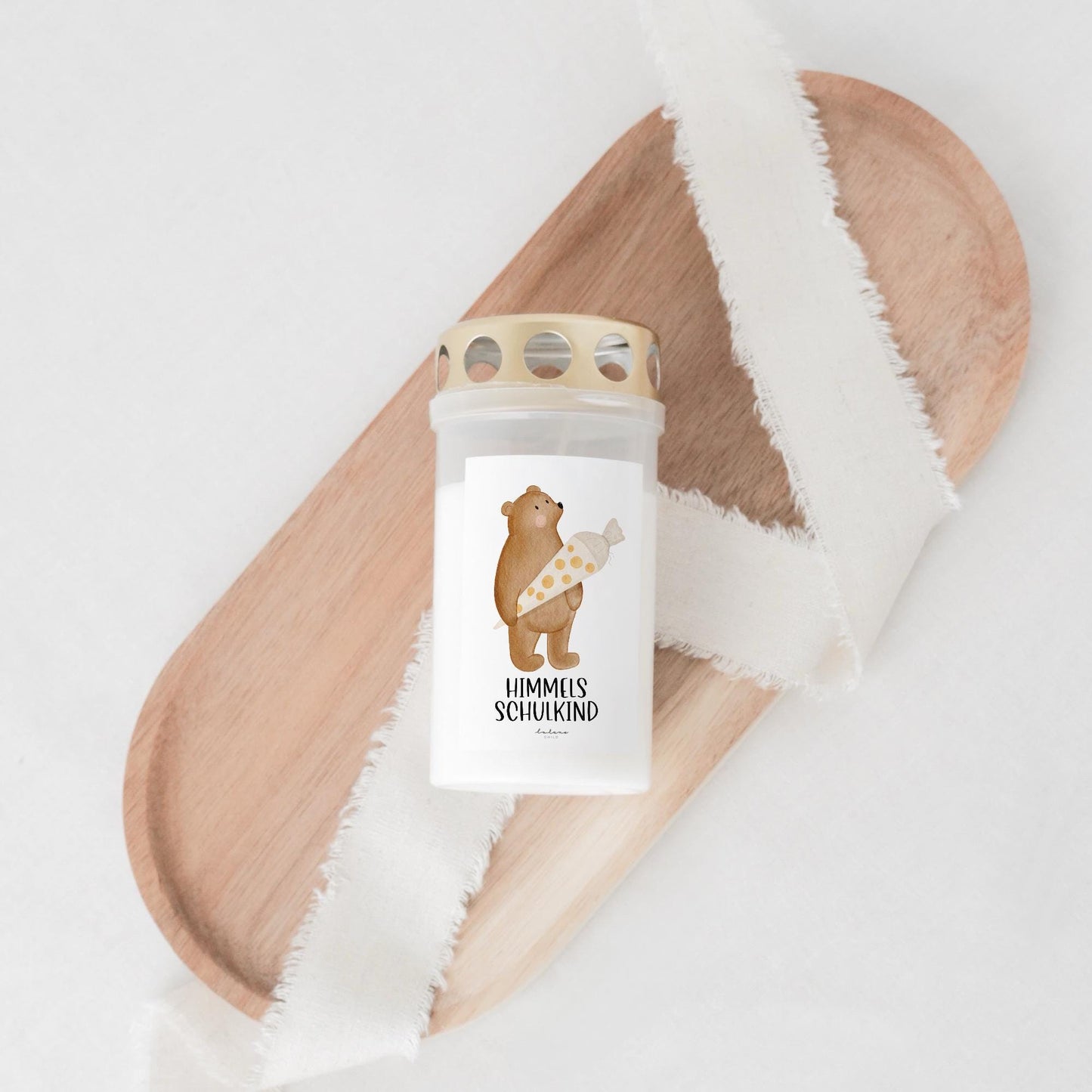 Grabkerze Bär Schultüte mit Spruch "Himmels Schulkind" Trauerkerze Trauergeschenk Sternenkind Himmel Schulkind 2025