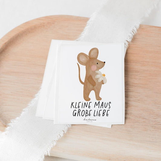 Aufkleber Grabkerze Maus mit Gänseblümchen – kleine Maus Große liebe