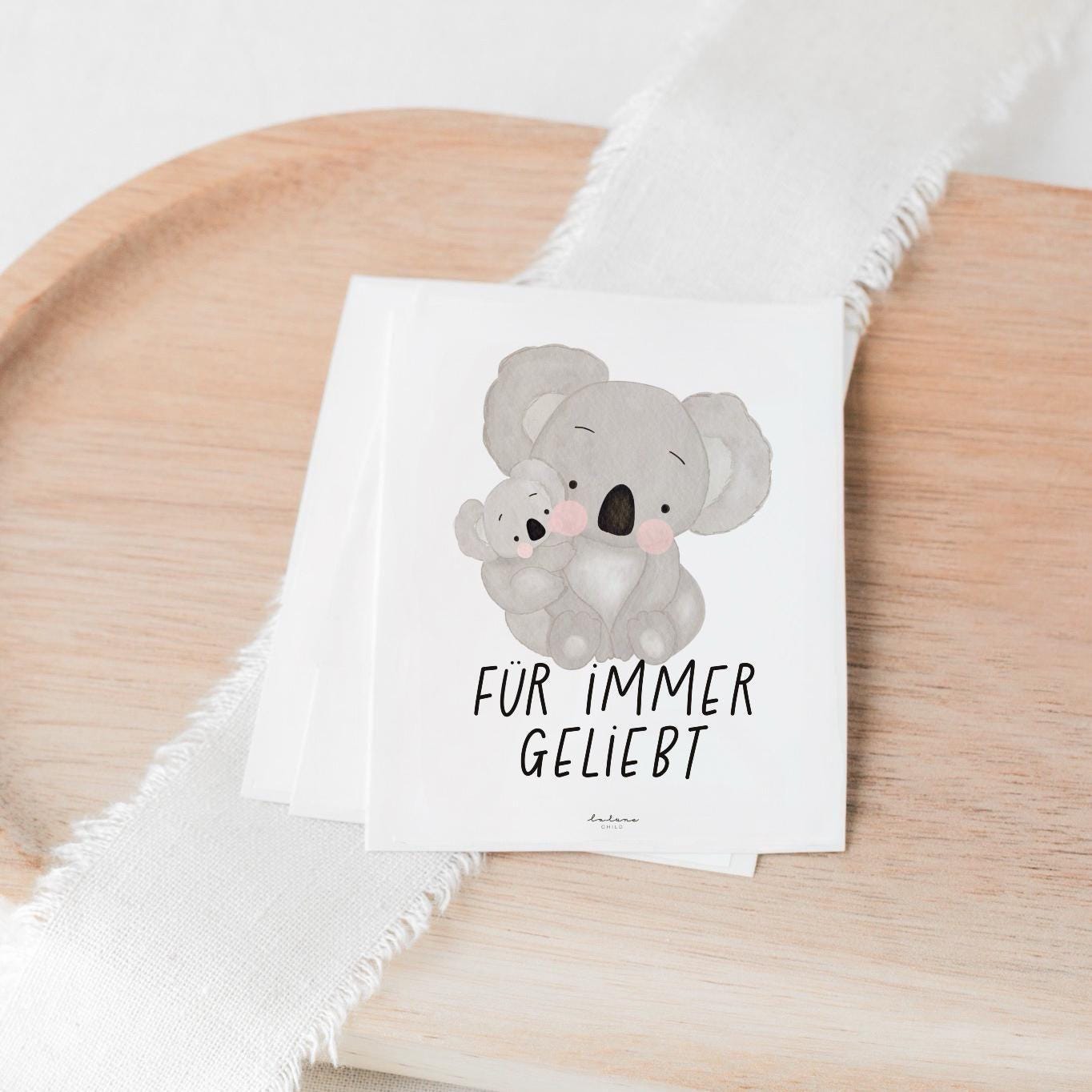 Aufkleber Grabkerze Koala Mama Papa Kind