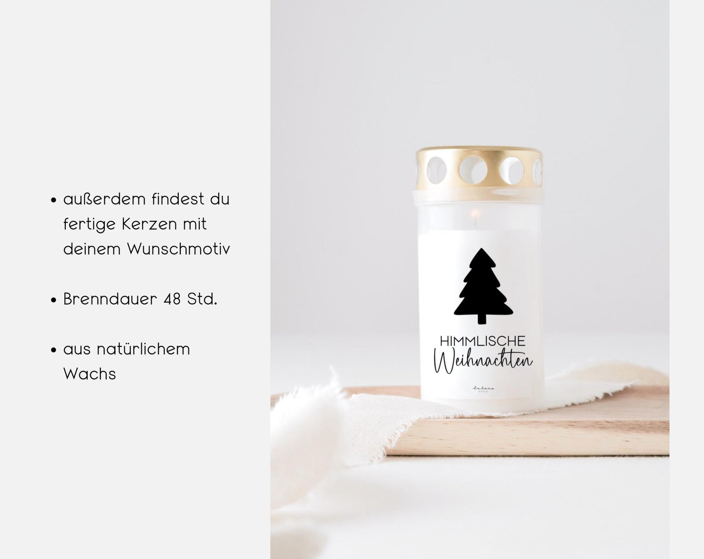 Sticker für Grabkerze mit Spruch „Himmlische Weihnachten“ Gedenkkerze Trauerkerze