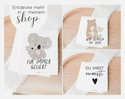 Grabkerzen Sticker Bär mit Stern – Leuchte hell kleiner Stern, du wirst vermisst | Erinnerung für Grabkerze Sternenkind