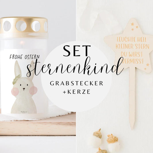 Grabkerze Hase & Grabstecker SET