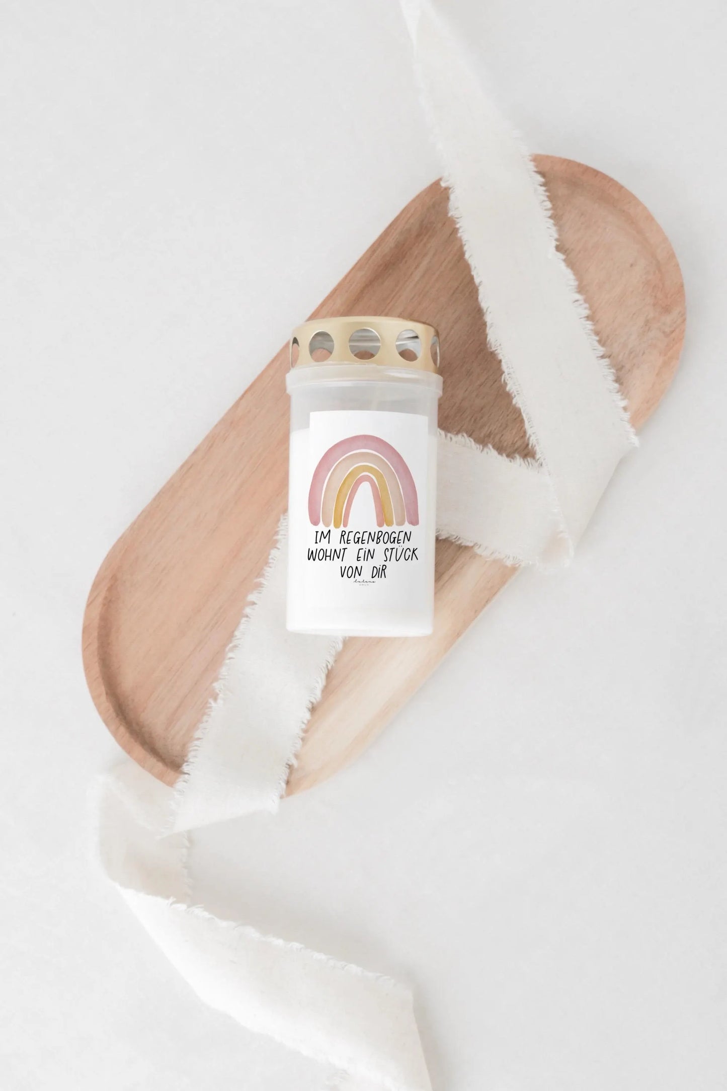 Grabkerze Regenbogen Pink mit Spruch